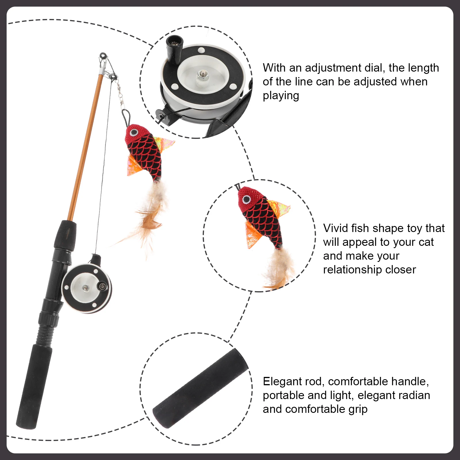 

Fishing Rod Teasing Cat Stick Toys Wand Eva Resin Retractable Teaser Interactive