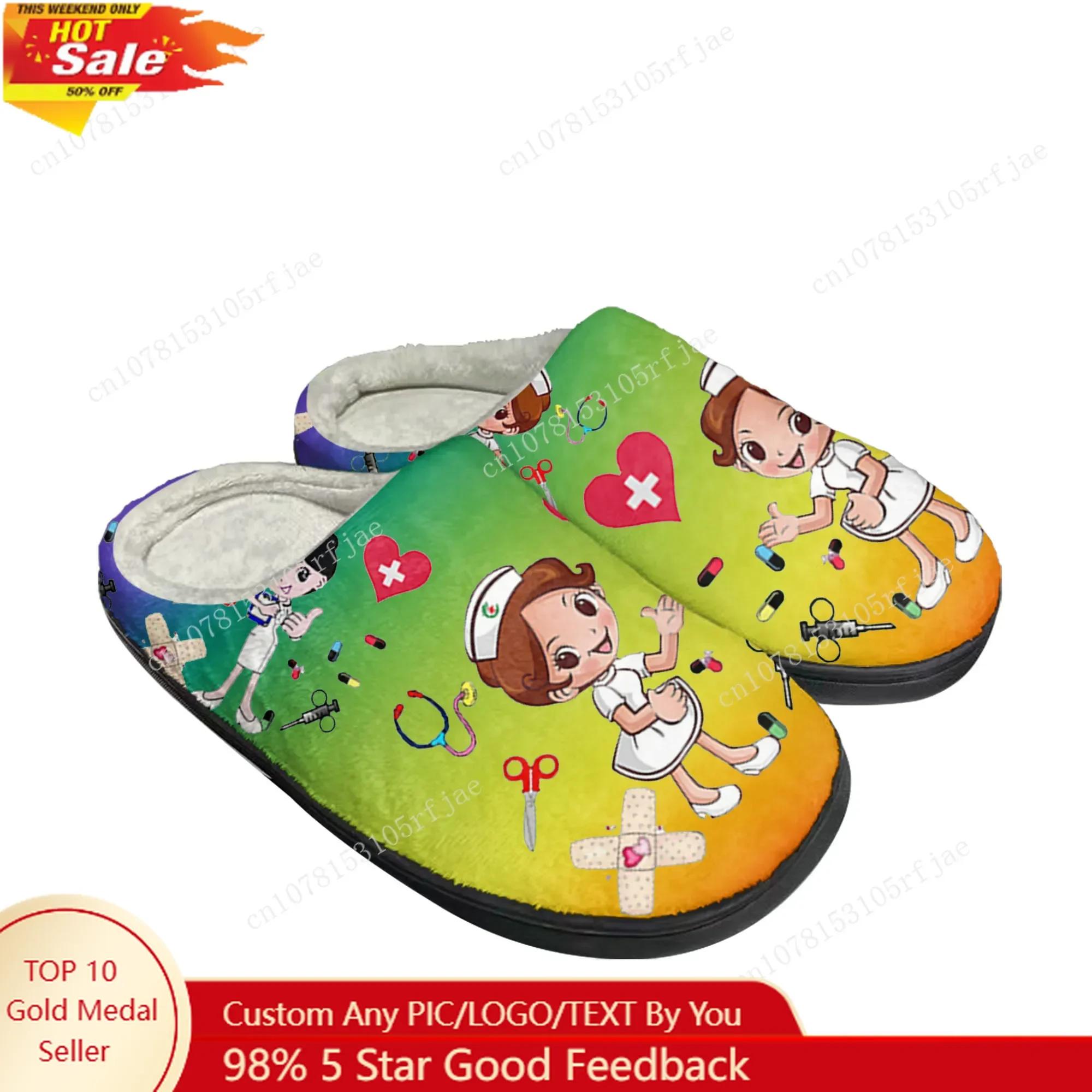 

Gradient Nurse Medical Hospital Work Home Cotton Slippers Mens Womens Plush Bedroom Casual Keep Warm Shoes Tailor Made Slipper