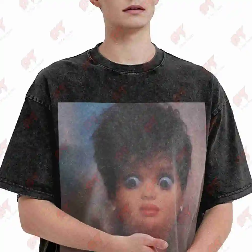Shocked Doll Face Meme Viral Reaction Retro Aesthetic Vintage Washed Tee Pure Cotton T-Shirt