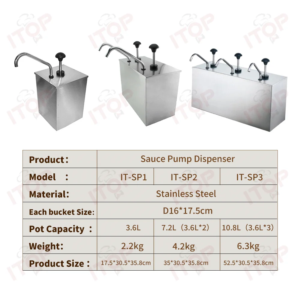 Dispensador de salsa con bomba de 3,6 l, cocina comercial, dispensador de salsa de acero inoxidable, estación de bomba para salsa de salsa de salsa