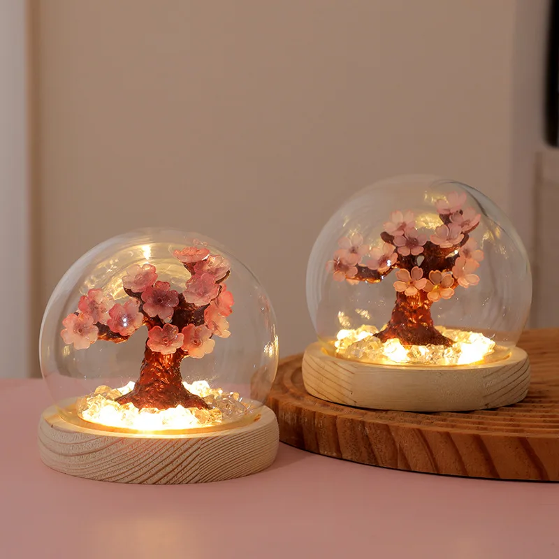 Handmade DIY Sakura Tree Peach Blossom Night Light Creative Atmosphere Light Bedroom Warm Decoration Decoration Decorations Gift