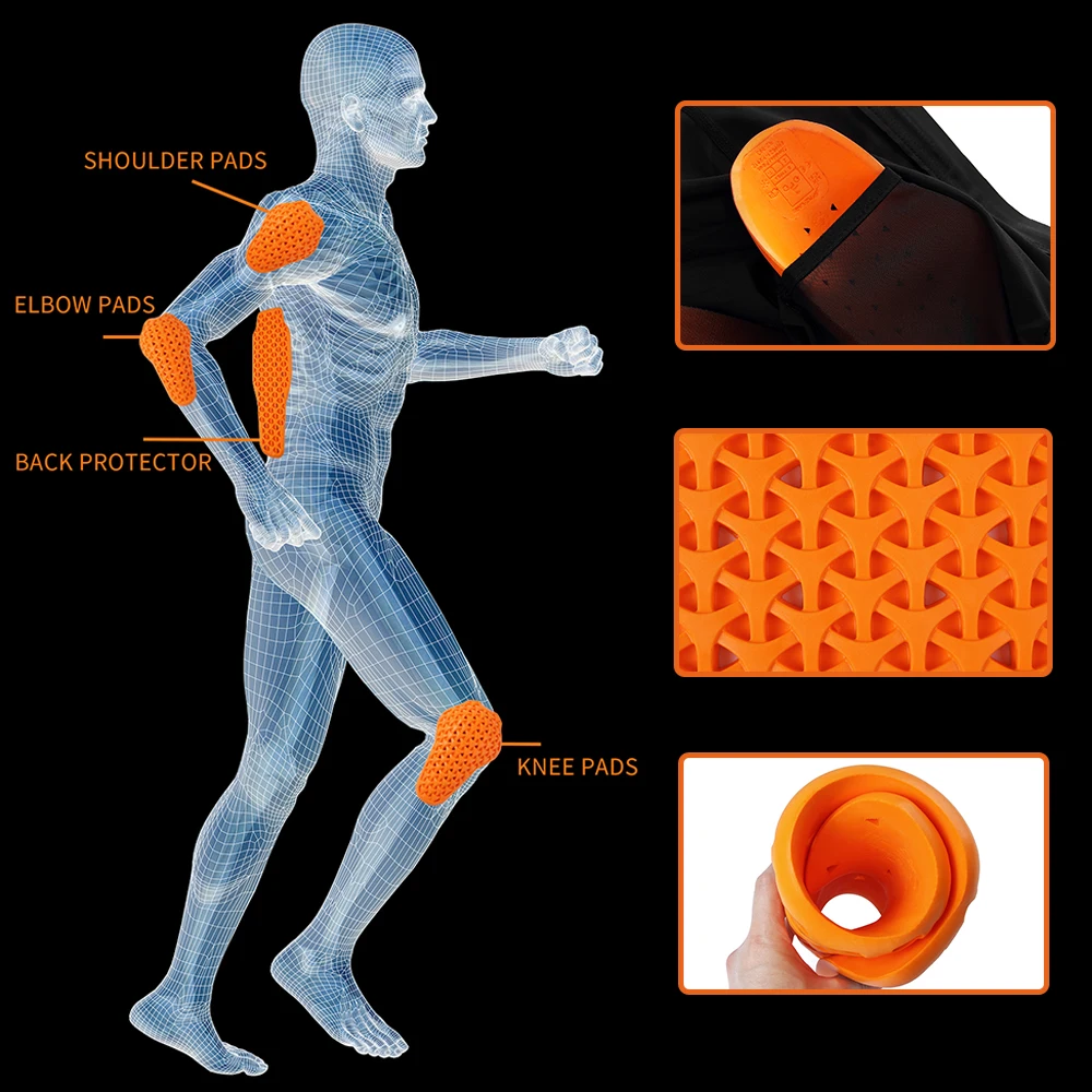 WOSAWE Giacca per armatura da motociclista certificata CE Inserto per protezione per la schiena Armatura per motociclista anti-shock universale