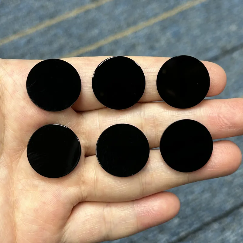 100pcs/lot Natural Black Agate Stone Beads Round Coin Onyx For Jewelry Making