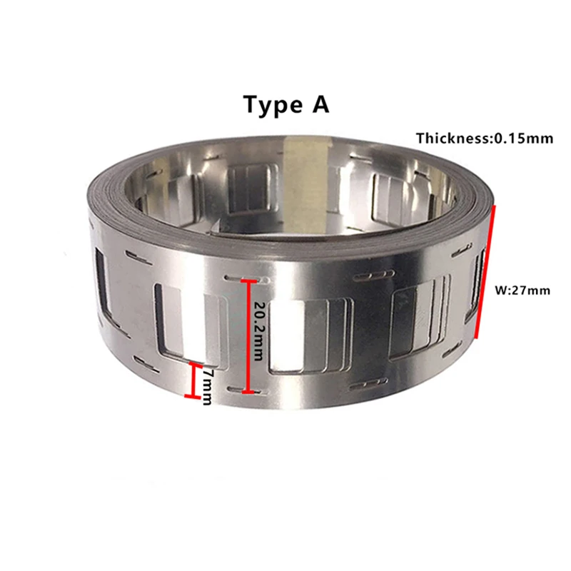 10M/Rolle Nickelstreifen 2P 18650/21700 0,15*27mm Vernickelter Stahlstreifen für Lithium-Akku Schweißband Nickelgürtel – Detail 3