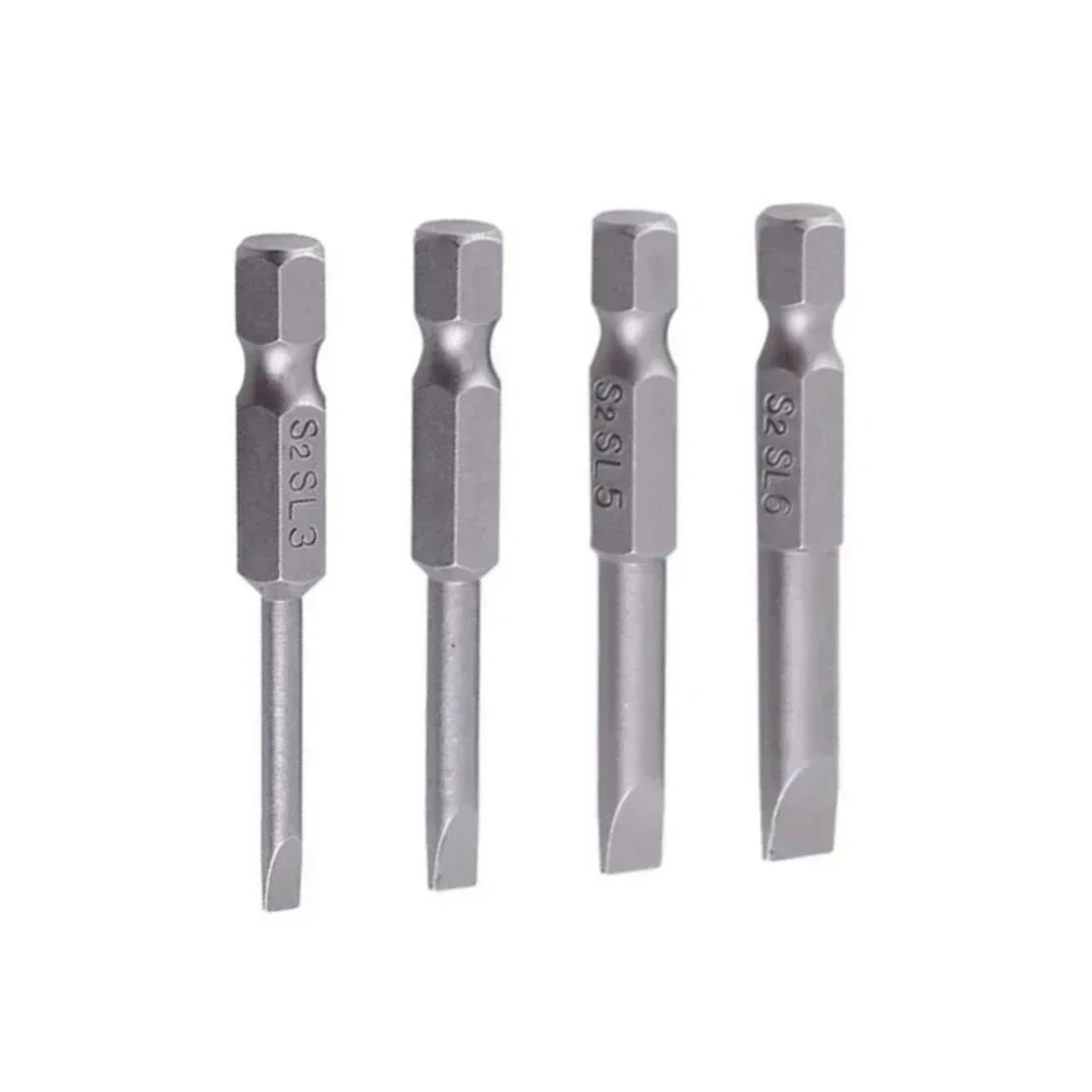 4 pezzi 50mm punte per cacciavite a taglio 3-6mm testa piatta magnetica 1/4 \'\'codolo esagonale SL3/SL4/SL5/SL6 per accessori per utensili elettrici