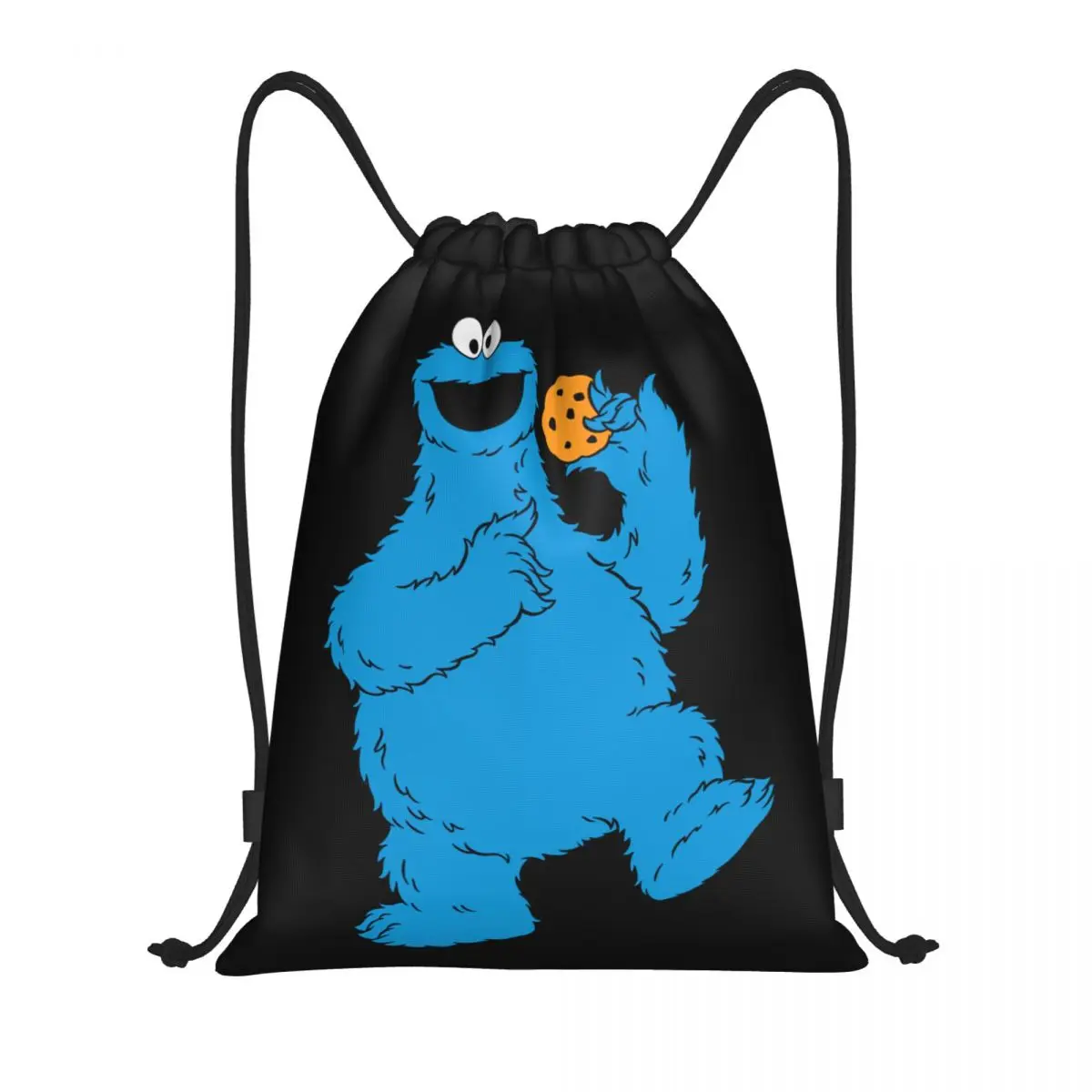 Custom Cookie Monster Elmo Drawstring Backpack Women Men Gym Sport Sackpack Foldable Sesame Street Training Bag Sack