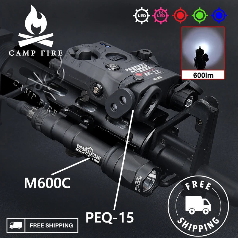 WADSN Airsoft PEQ 15 equipments Red Green Blue Powerful Laser Dot IR Indicator Surefir M600 M600C Flashlight Dual Control Switc