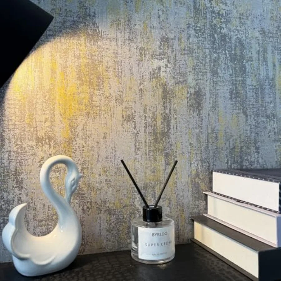 

Metallic Wallpaper Peel and Stick Modern Industrial Metallic Teture Wall Paper Self Adhesive Concrete Contact Paper for Office