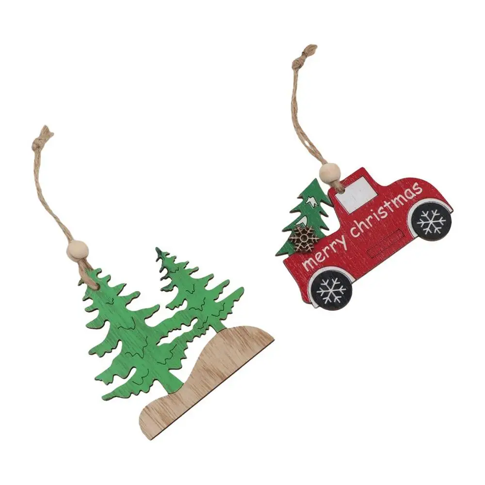자동차 강아지 크리스마스 펜던트 강아지 개 크리스마스 트리 드롭 장식품 나무 페인트 다채로운 자동차 교수형 장식품 크리스마스 장식