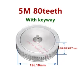 80 Teeth HTD 5M Synchronous Timing Pulley Bore With keyway Key strip for Width 15/20mm HTD5M Gear wheel 80Teeth 80T