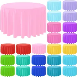 Disposable Round Solid Color Table Cloth Round Plastic Tablecloths Colorful Round Table Covers for Fiesta Home Party Decorations