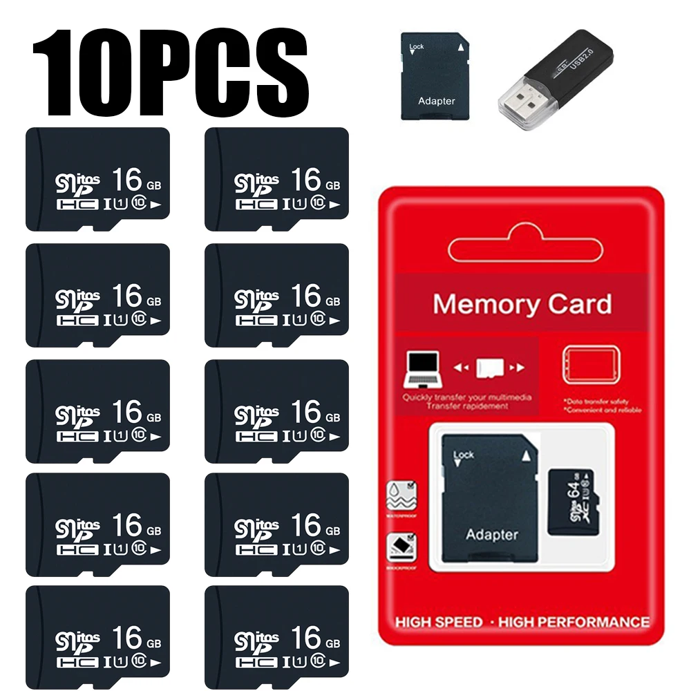 10PCS TF Card Class10 128GB 256GBWholesal cartao de moria 32GB 64GB 16G SD Card 8G 4GB 2GB Flash Memory Card for Digital Devices