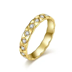 Stainless Steel Stackable CZ Rhombus Eternity Ring Wedding Band for Women Men Size 5-11