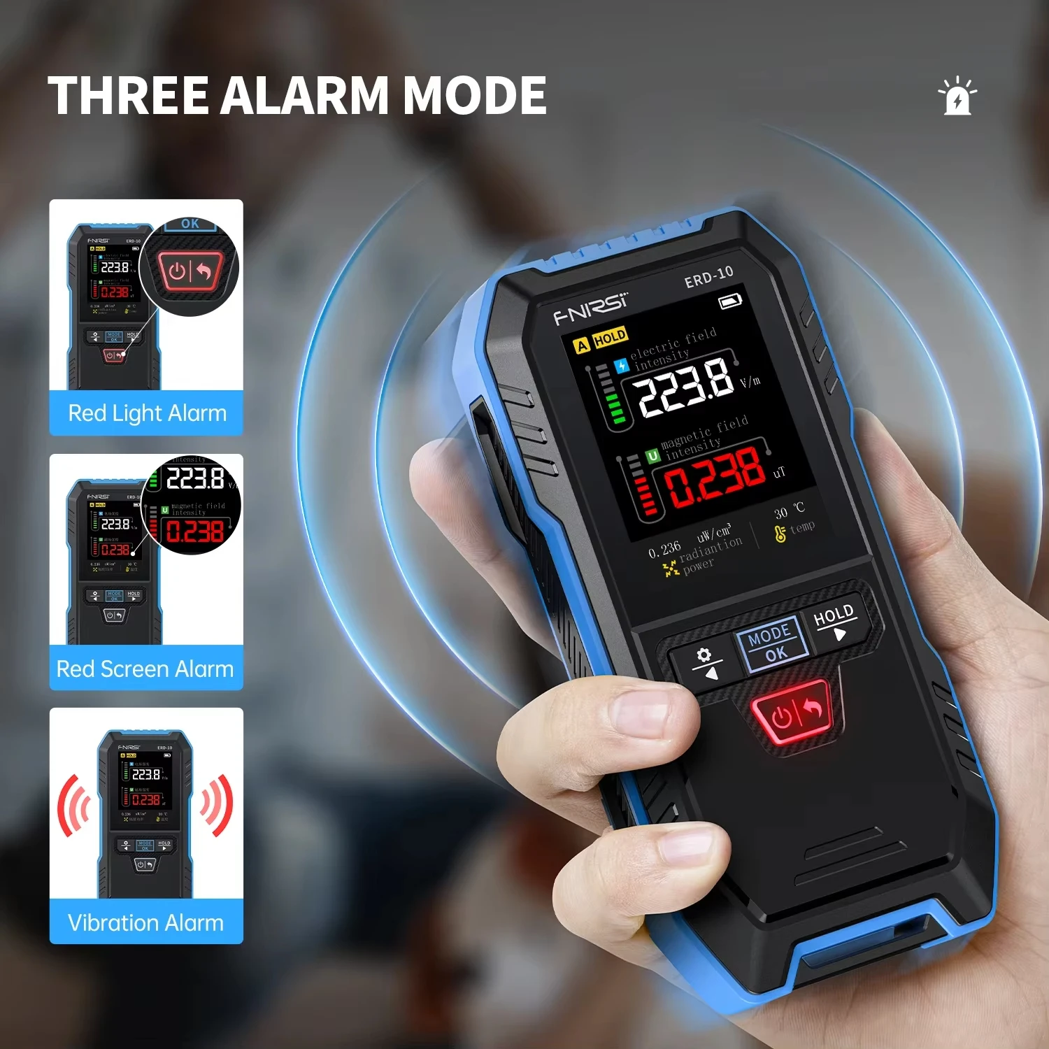 FNIRSI ERD-10 Detektor Radiasi Elektromagnetik Listrik Peralatan Rumah Tangga Untuk Medan Elektromagnetik Dosis Pribadi