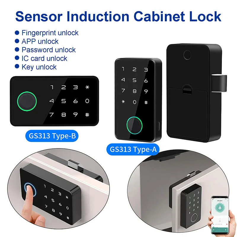 

Tuya APP Fingerprint Smart Drawer Cabinet Invisible Lock IC Card Unlock Cabinet Furniture Electronic Keyless Sensor Lock