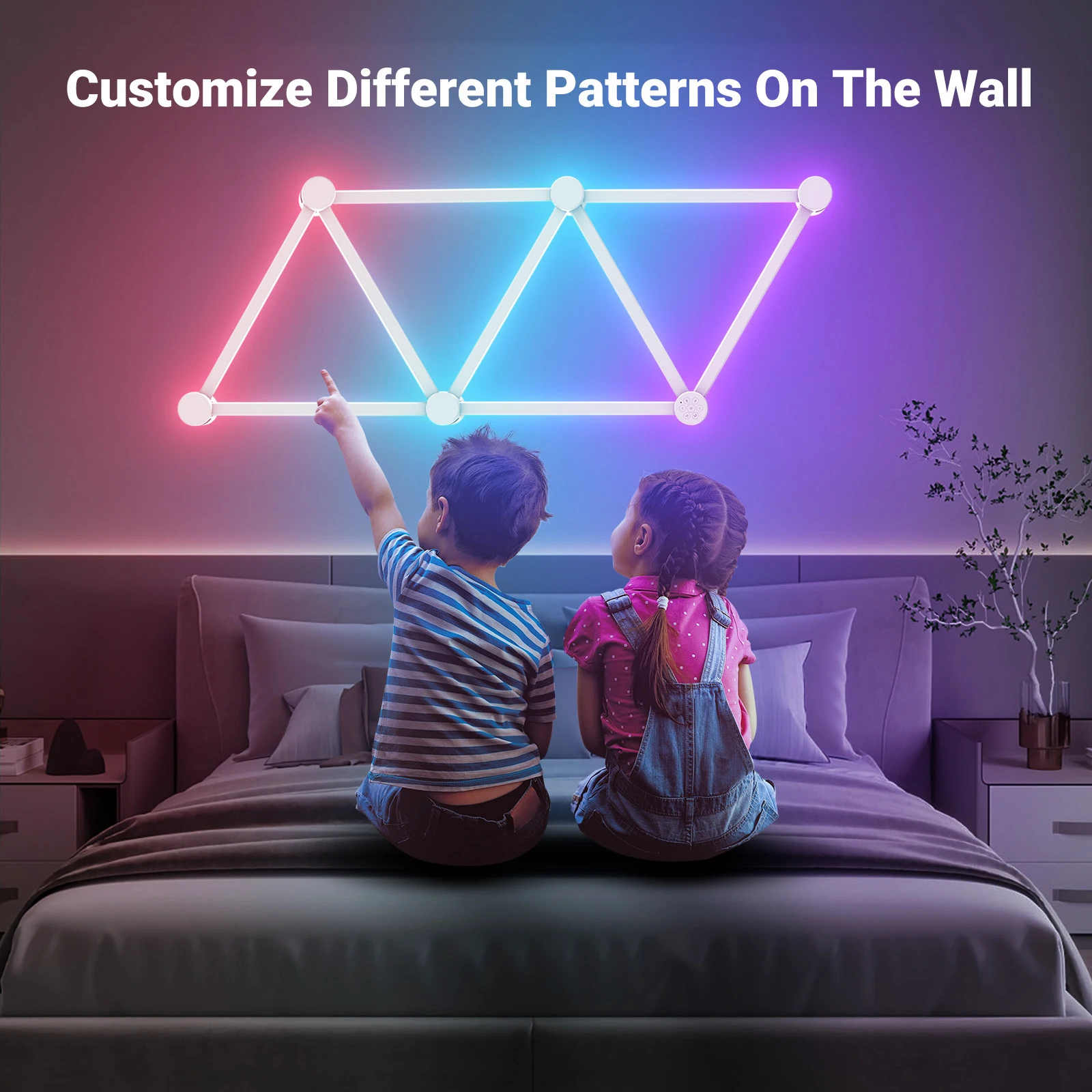 RGBIC WIFI Smart Wall Lamp LED Music Sync DIY Dimmable Night Light Support Alexa Google Home for Gaming Room Wall Decoration