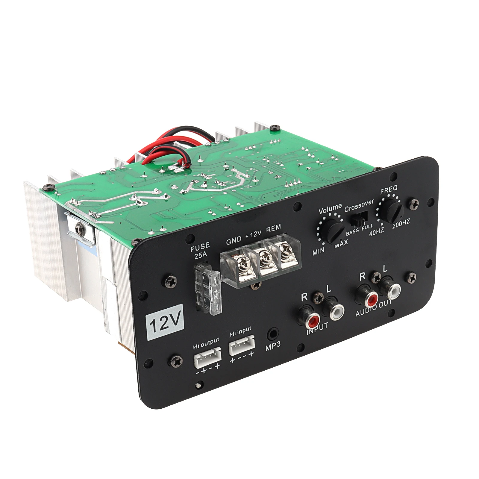 12V 150W Car Audio High Power Amplifier Board for 6 /8 /10 Inch Car Subwoofer with Light, Black Powerful Bass Subwoofer