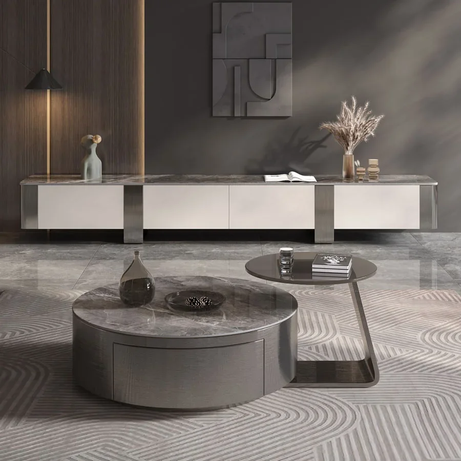 # Hanyee New Style Minimalist scher Style Sinter stone Couch tisch Set Stainless Steel New Design Ankunft for Villa Wohn furniture