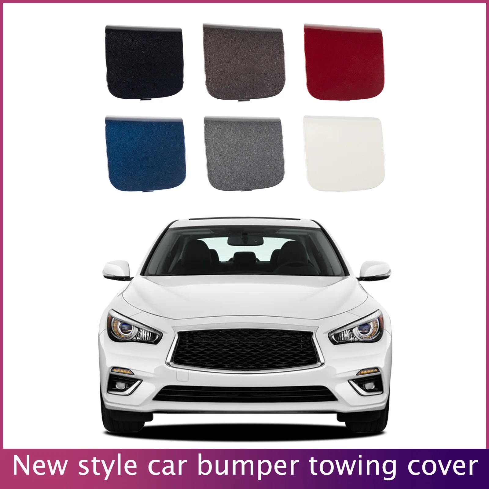 

Front Bumper Tow Hook Cap Towing Eye Cover For Infiniti Q50 2018 2019 2020 2021 2022 622A1-6HH0A Trailer Cover Cap