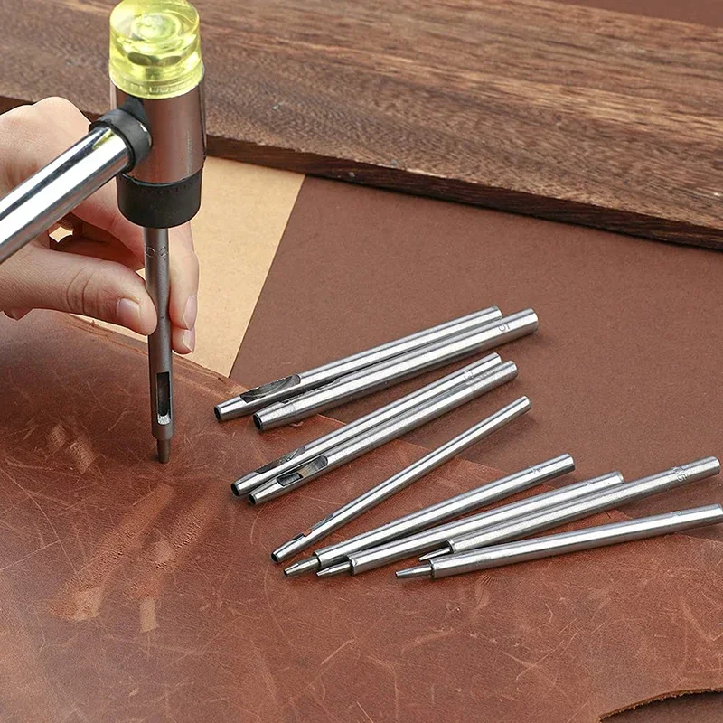 

10 Pcs Leather Hole Punch Tool for Leather Crafting Round Hollow Punching Set Watch Bands Belts Working 0.5mm-3.5mm