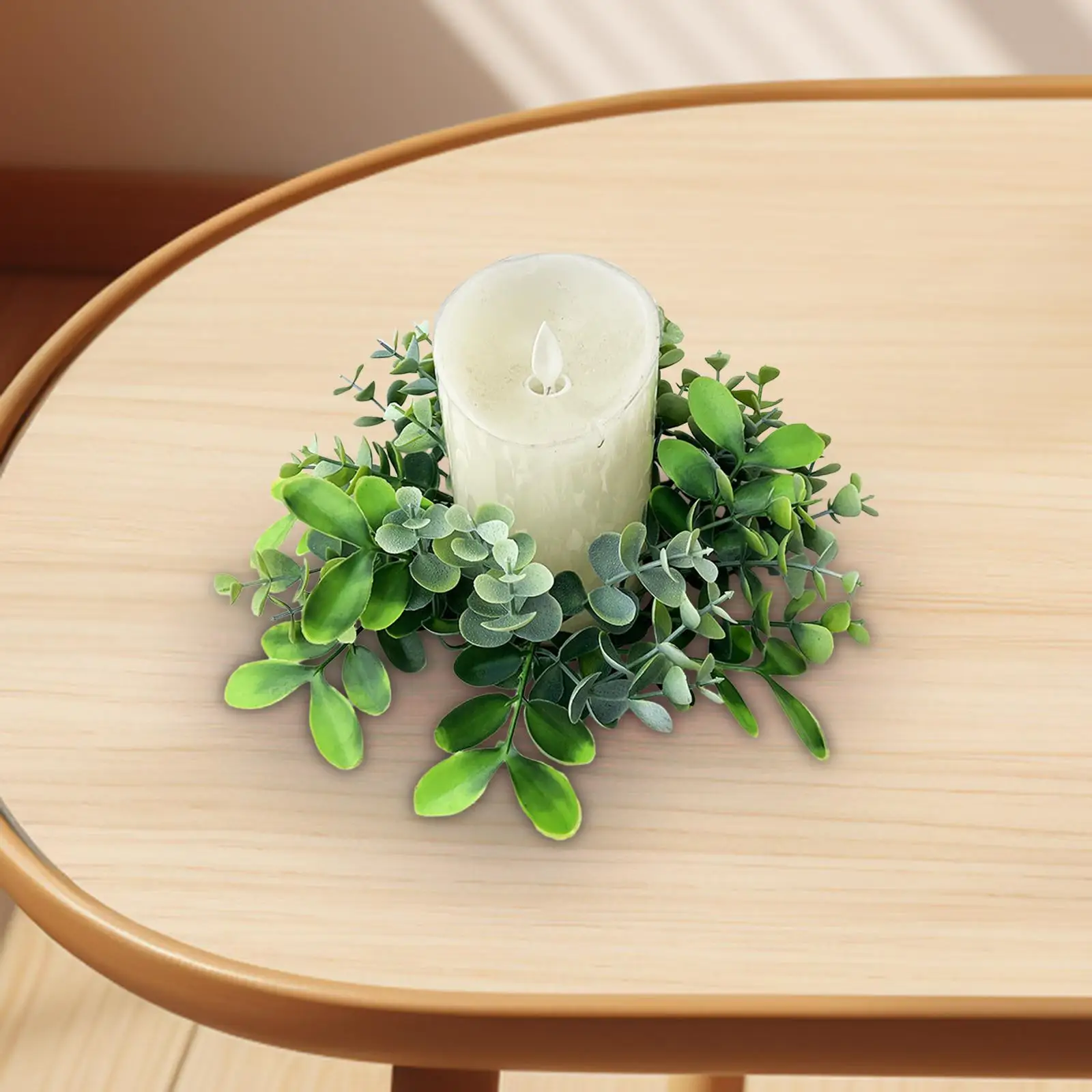 Candle Ring Artificial Eucalyptus Leaves Wreath Decoration 9.8