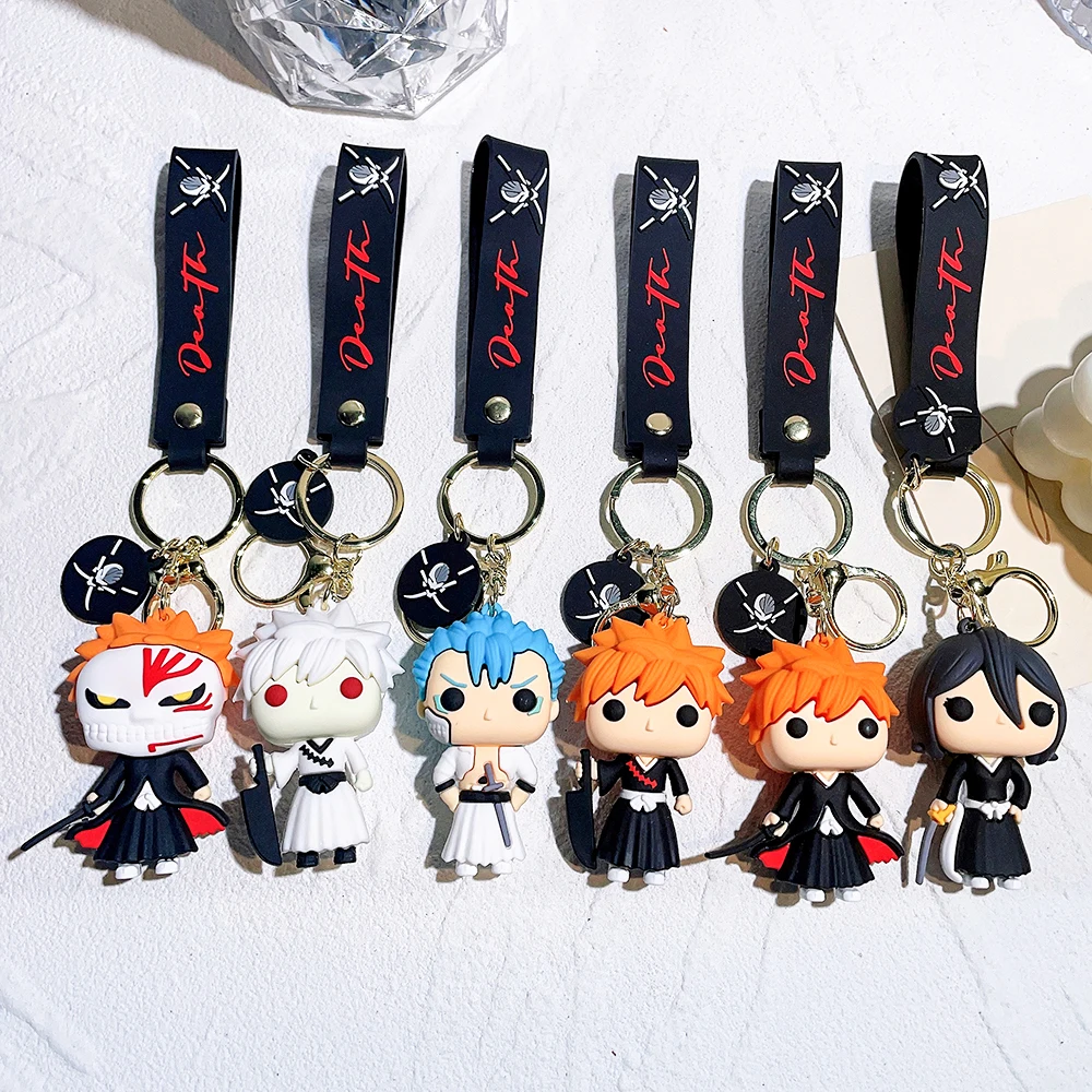 Anime Bleach portachiavi Cosplay Kurosaki Ichigo Silicone ciondolo portachiavi zaino auto portachiavi accessori per i fan regalo di qualità