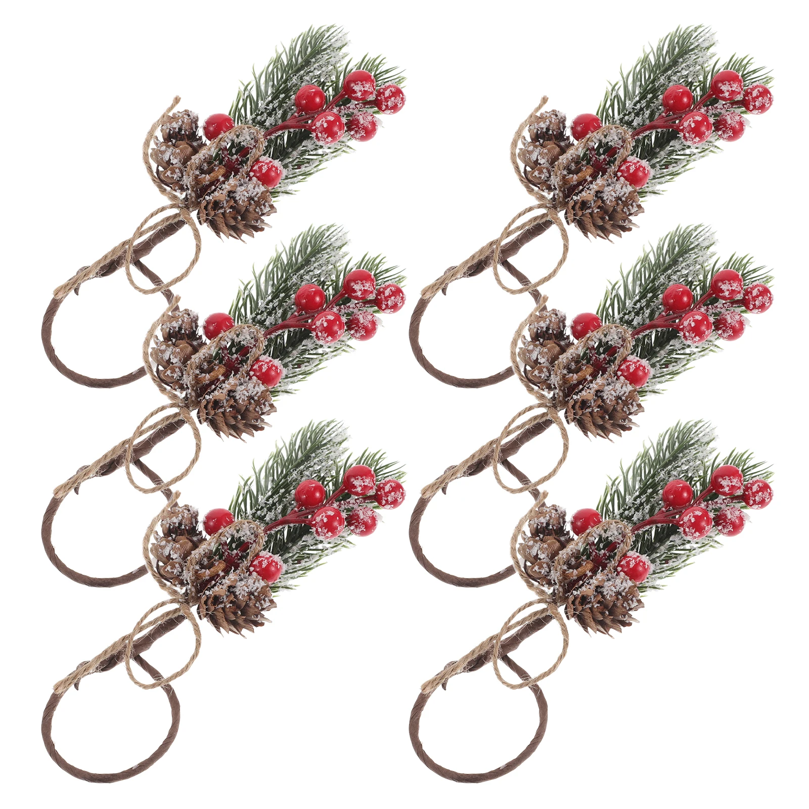

6pcs Napkin Rings Handwoven Red Berry Decorative Holder Cloth Napkins Cloth Napkins Holder Party Fall Leaf Gold