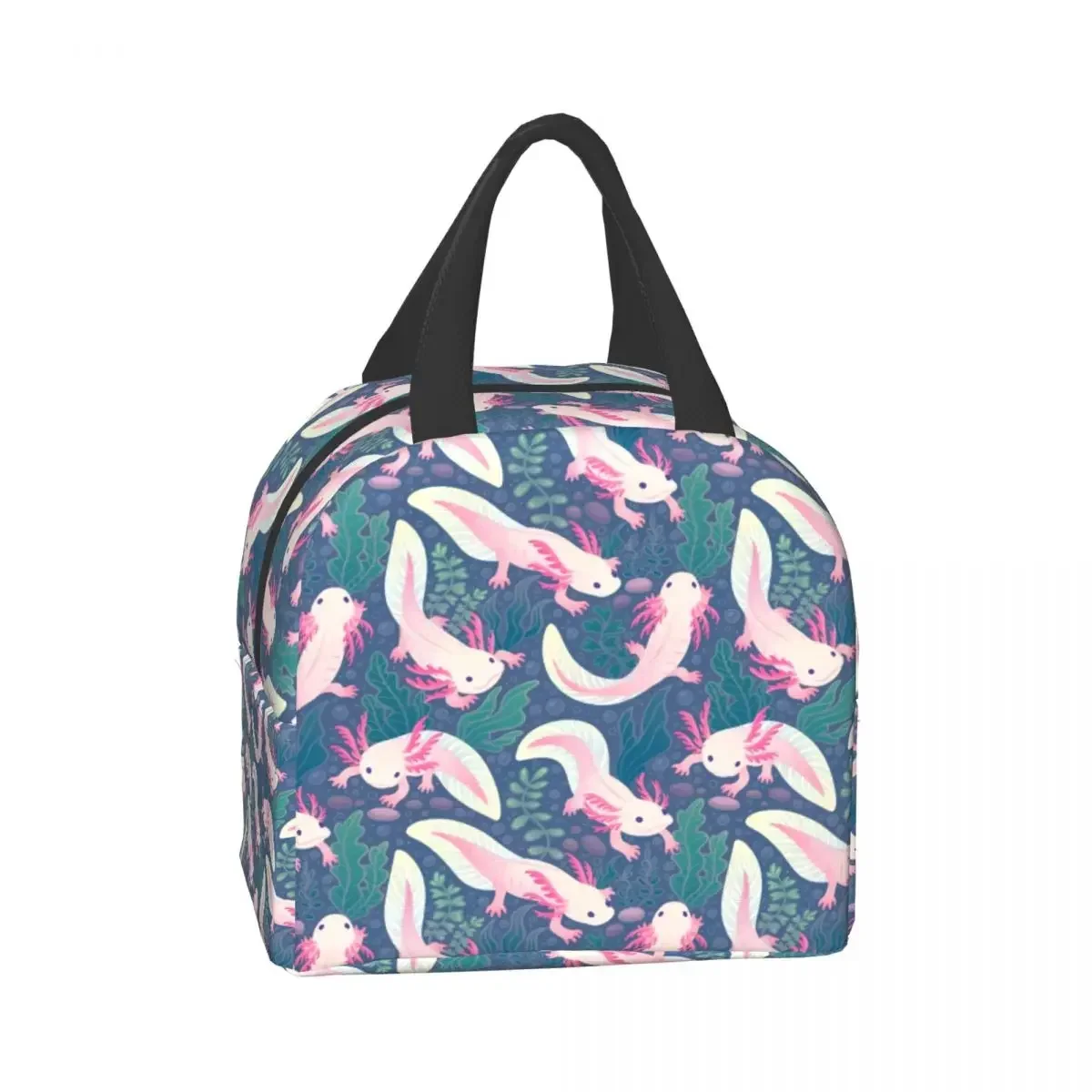 Leuke Axolotls Lunchtas Voor Vrouwen Kinderen Schoolkinderen Voedselkoeler Warm Geïsoleerde Lunchbox Draagbare Camping Reizen Picknicktas