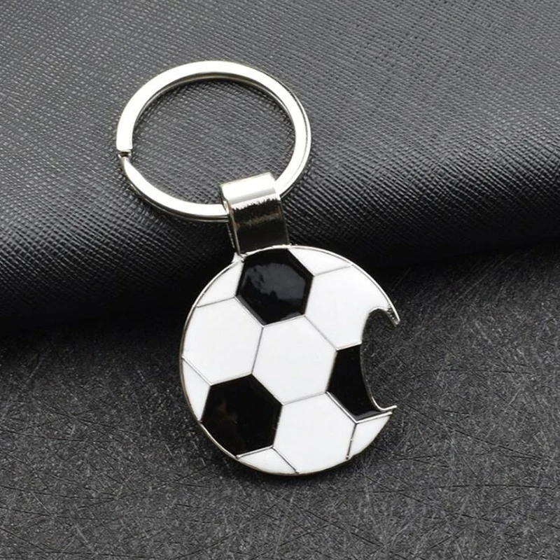 100pcs Football Fans Souvenir Soccer Bottle Opener Football Soccer Keychains Keyring Key Holder Sports Gift Ornament Ring