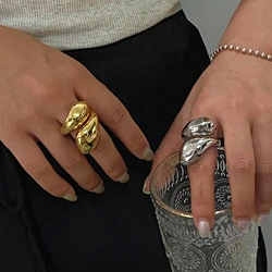 Simple Glossy Crossed Metal Thick Opening Rings For Women European And American Personality Exaggerated Vintage Jewelry Gift
