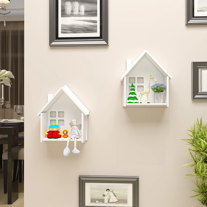 Wall Decoration Storage Shelf Living Room Bedroom Decoration Shelf Small House Hangers Partition Pendant Decoration Not Punched