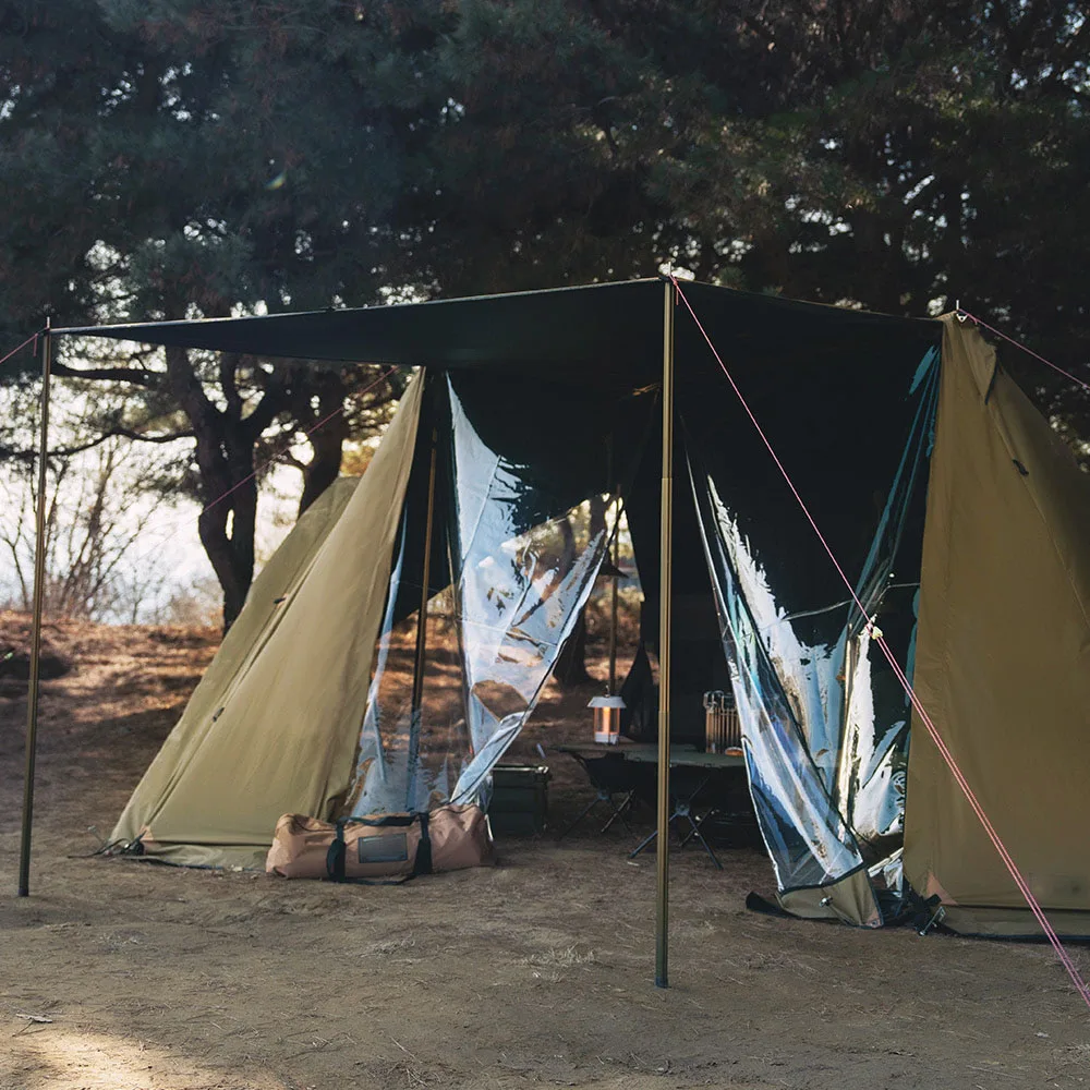 New Design Outdoor Tarp Camping Tent Hiking Extended Shape Sun Shelter Large Space Tent