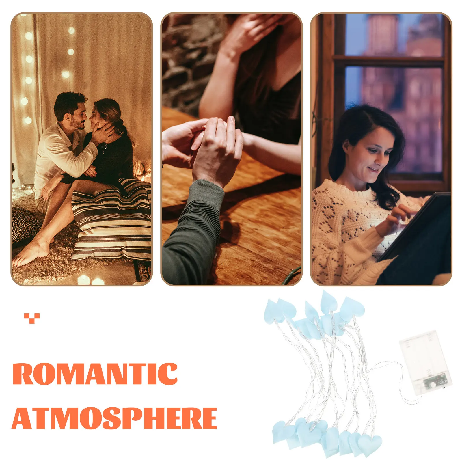 

Indoor Heart String Light 3 Meter Fabric Fairy Light Ideal for Valentine Day Wedding Party Bedroom Living Room Romantic Decor