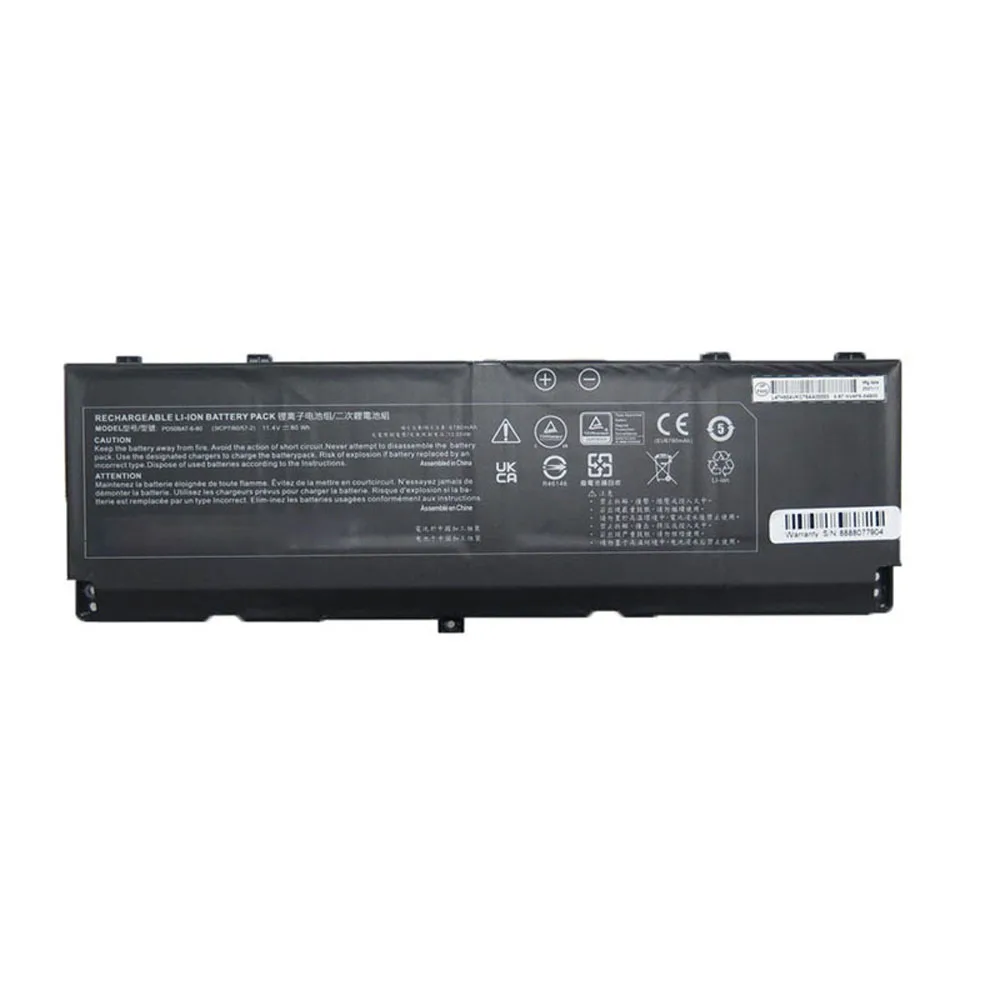 

Laptop Battery For 6-87-PD50S-82B01 11.4V 80WH 6780MAH New