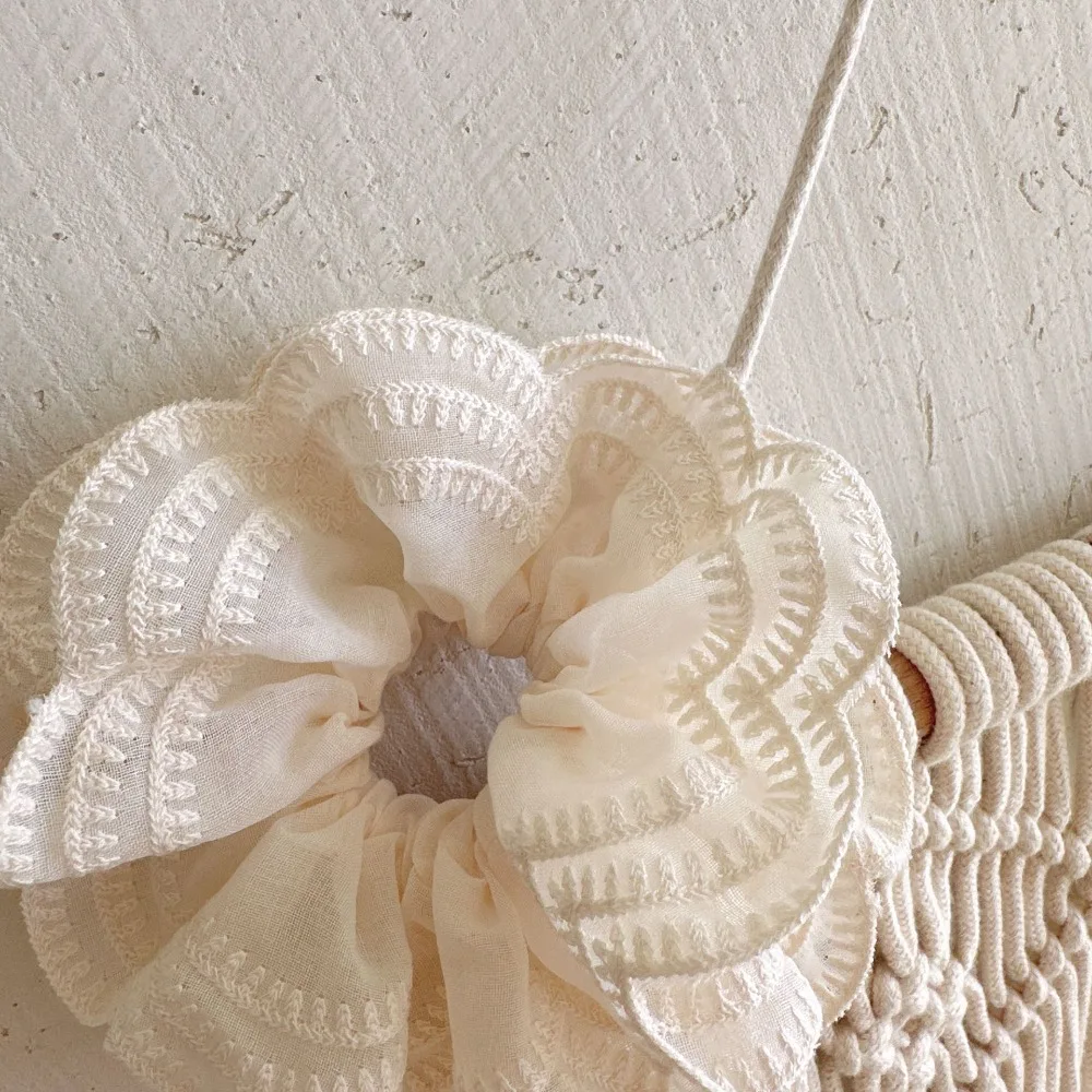 แถบยางรัดผมแบบยืดได้สำหรับผู้หญิงแถบยางรัดผมลูกไม้เครื่องประดับผมสีพื้นสำหรับเป็นของขวัญ