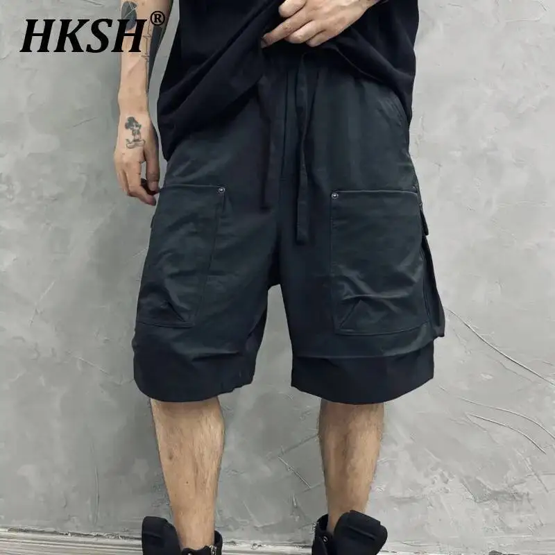 

HKSH Summer New Versatile Half Length Pants Pockets Loose Cropped Fashion Casual Dark Personality Shorts Techwear Capris HK5361