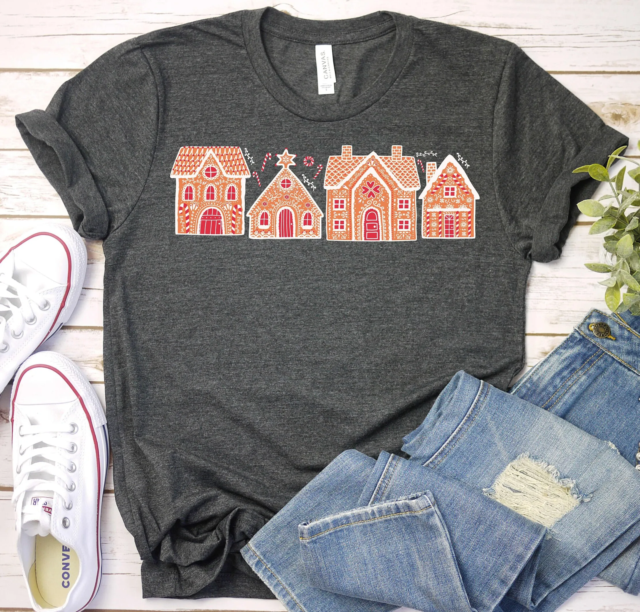 Gingerbread House T Shirt Holiday Christmas Gift Party Family Xmas Teacher