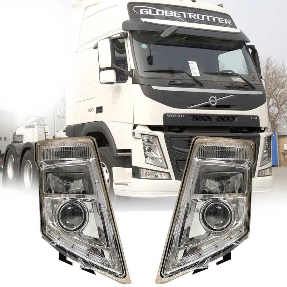24V Waterproof Truck Headlamp Assembly Spare Parts FH13 FM16 FM440 FM400 Headlights For Volvo 21035637 21035638 Bosclear