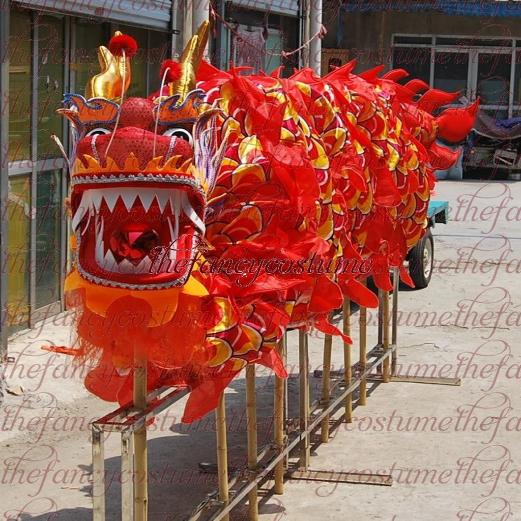 18m CHINESE Spring Day Party Decoration National Culture DRAGON DANCE Silk Folk Festival Celebration  Mascot Costume Stage Props