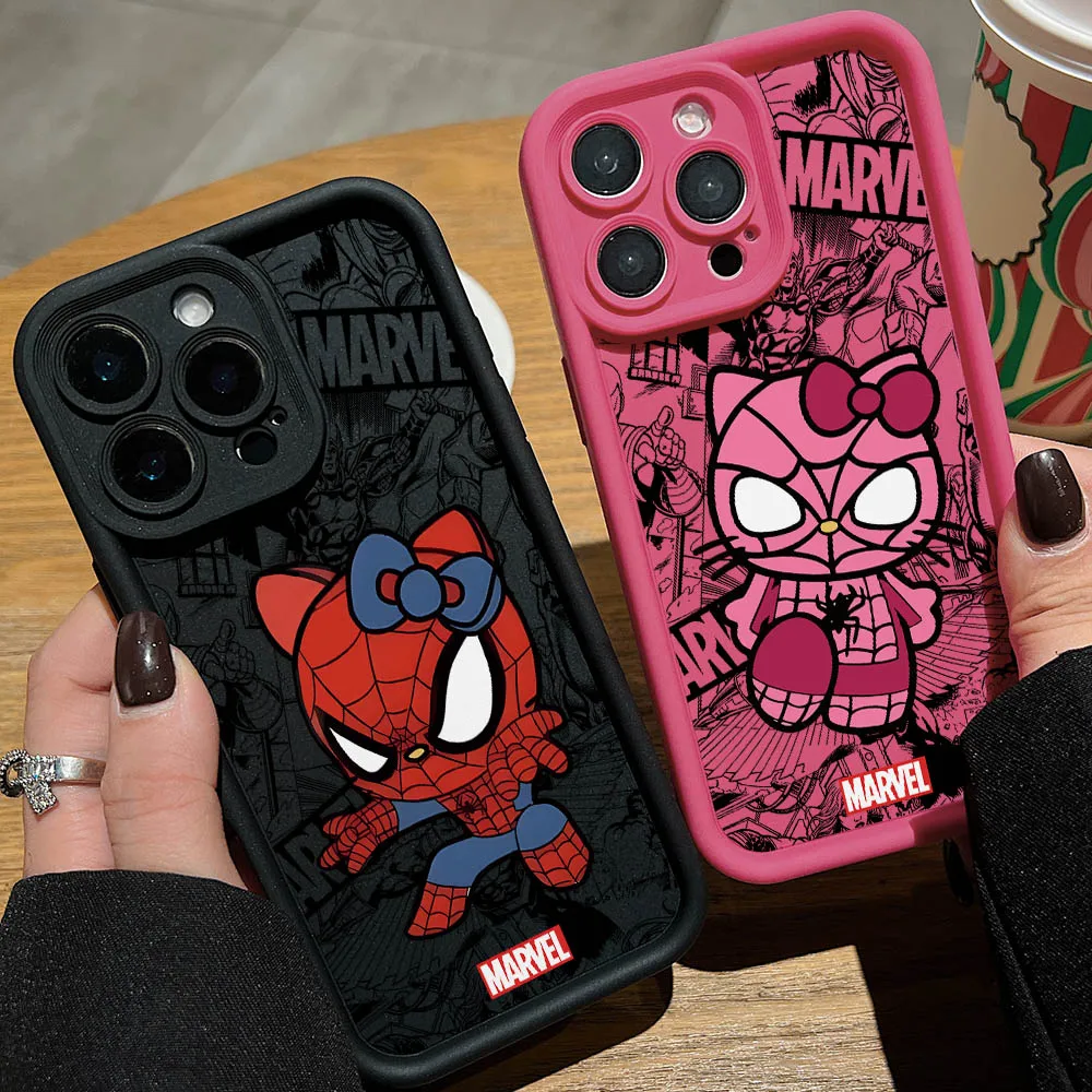 Hello Kitty Cosplay Marvel Heroes Phone Case for Vivo Y100 Y50 Y36 35 Y28 Y21 Y20 Y17 V40 V30 SE V29e V25 V23 V23e Soft Cover