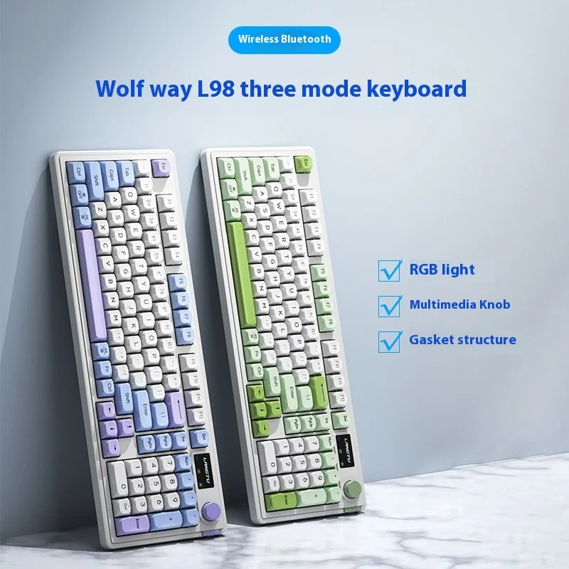 Wolf Road L98 Three-mode Bluetooth 2.4 G Wired Mute High-value Keyboard Robot Hand Esports Game Office Keyboard