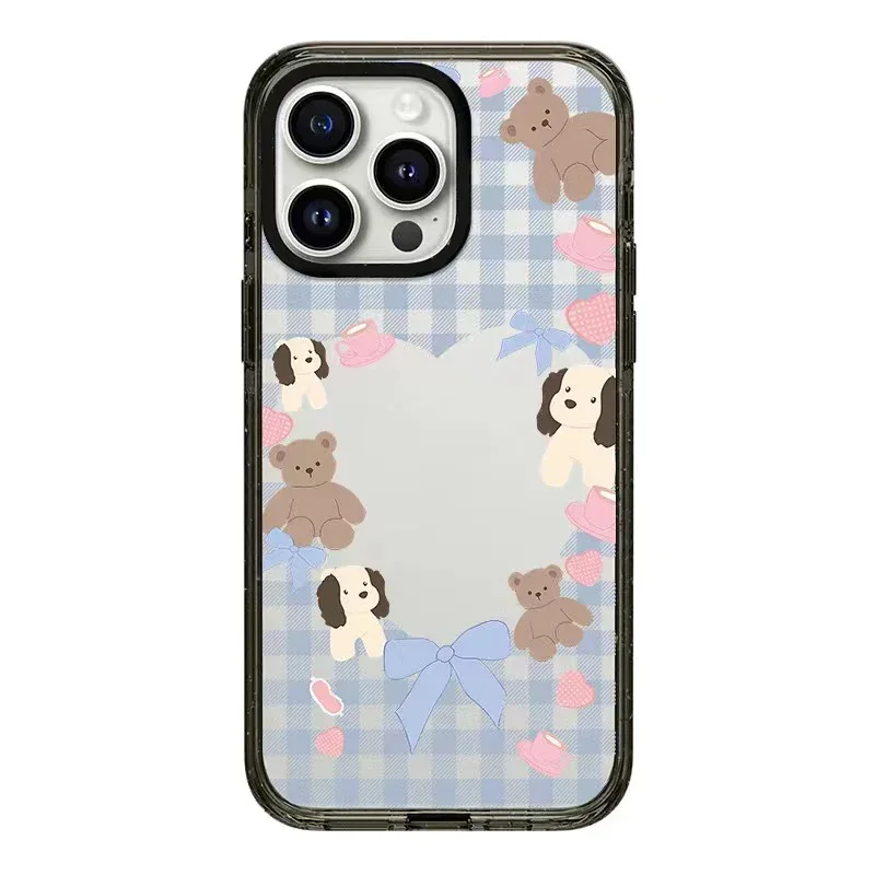 2.0 Acrylic Upgrade Border Happy Dog Phone Case Cover for iPhone 11 12 13 14 15 Pro Max Case for iPhone 15 ProMax