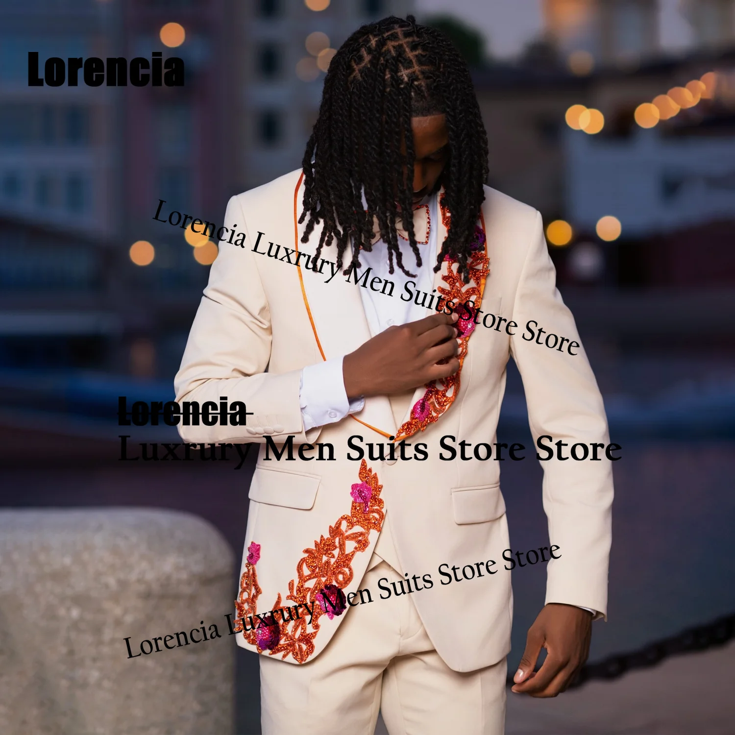 

Luxury Diamond Crystal Men suits For Prom Groom Rhinestone Sequin Male Evening Party Customized Blazer 3 Pieces Set Tuxedos Slim