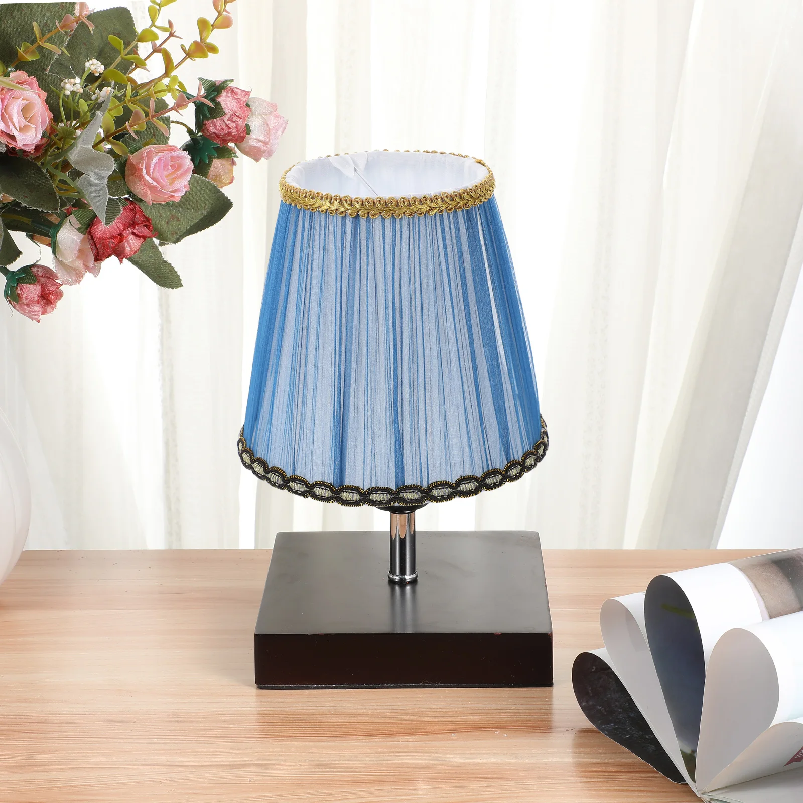 

Chandelier Clip Bulb Lampshade Fabric Pleated Shades Small Blue Cloth Durable Practical Lamp Cover Accessory Lighting
