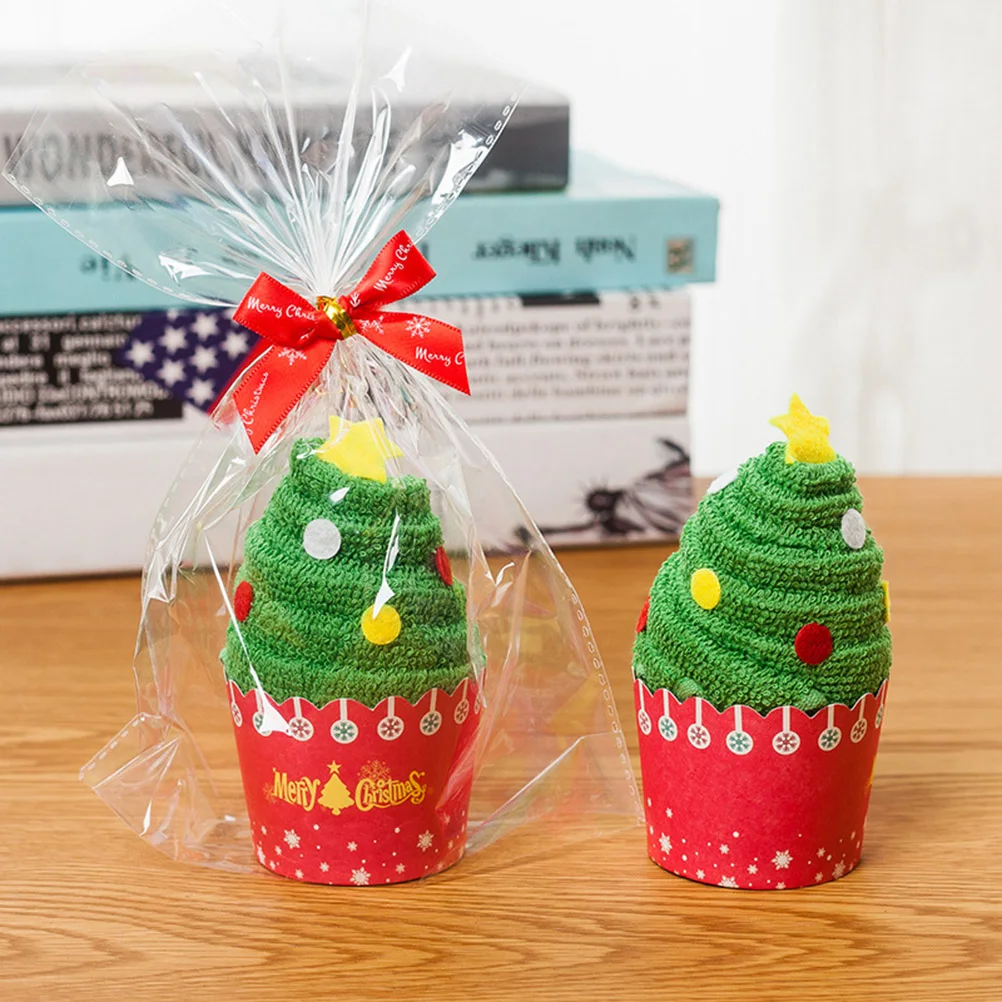 

2pcs Christmas Towels Thick Soft Cotton Bath Towels Kids Washcloths Cake Favor Eco Friendly Skin Friendly Gifts