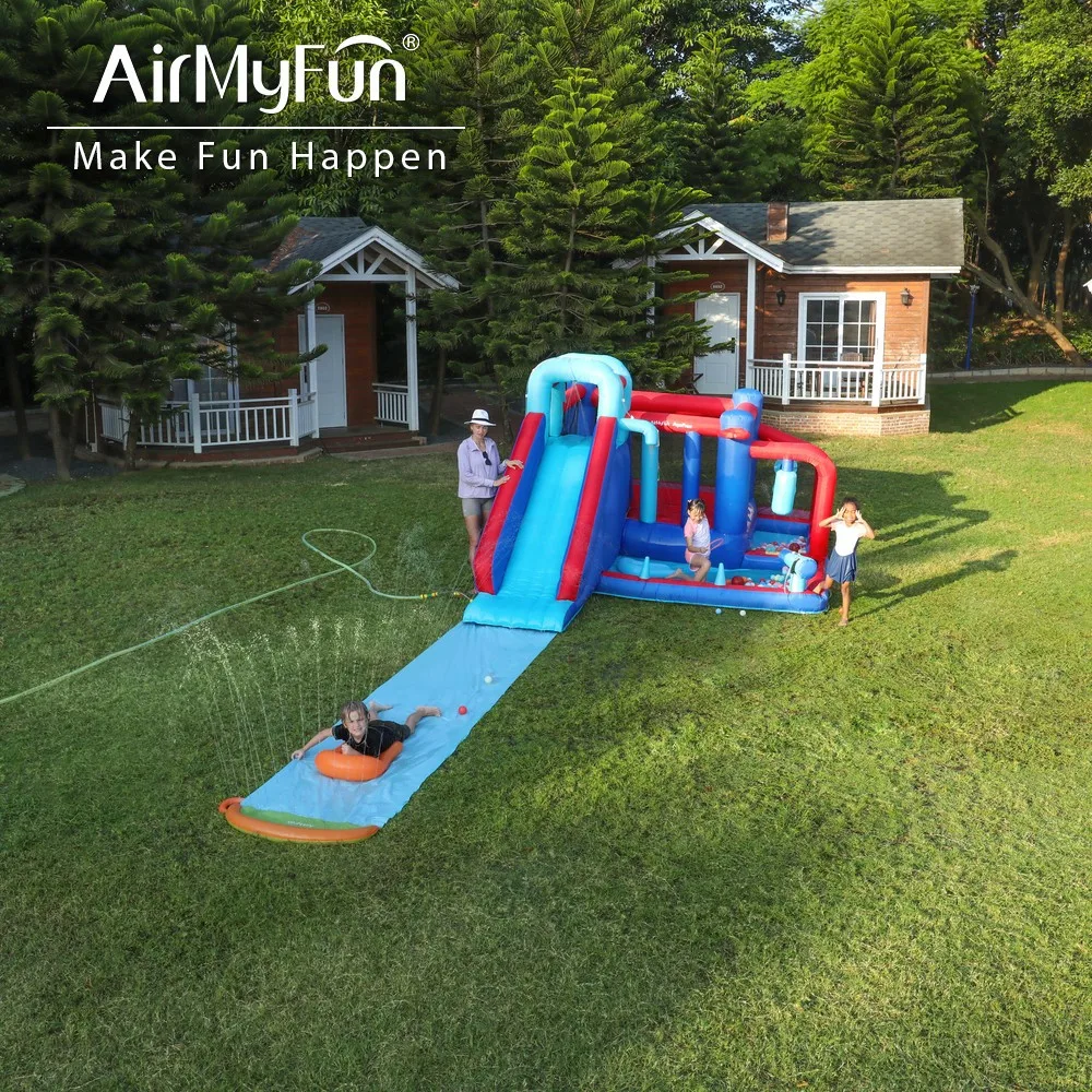 บ้านลมเด็ก ด็อกเตอร์ดอลฟิน พร้อมสไลเดอร์น้ำในตัว ปราสาทลมเด็กเล็ก สนามเด็กเล่นในร่ม ผ้า Oxford