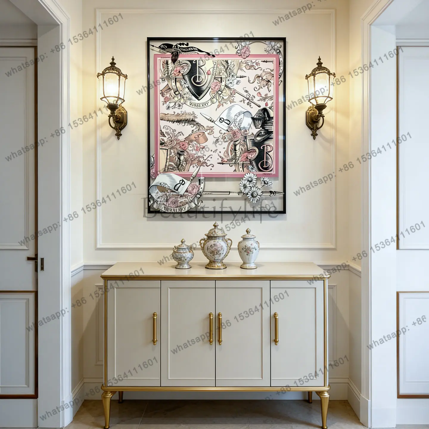 LJY French retro silk scarf high-end home decoration painting light luxury