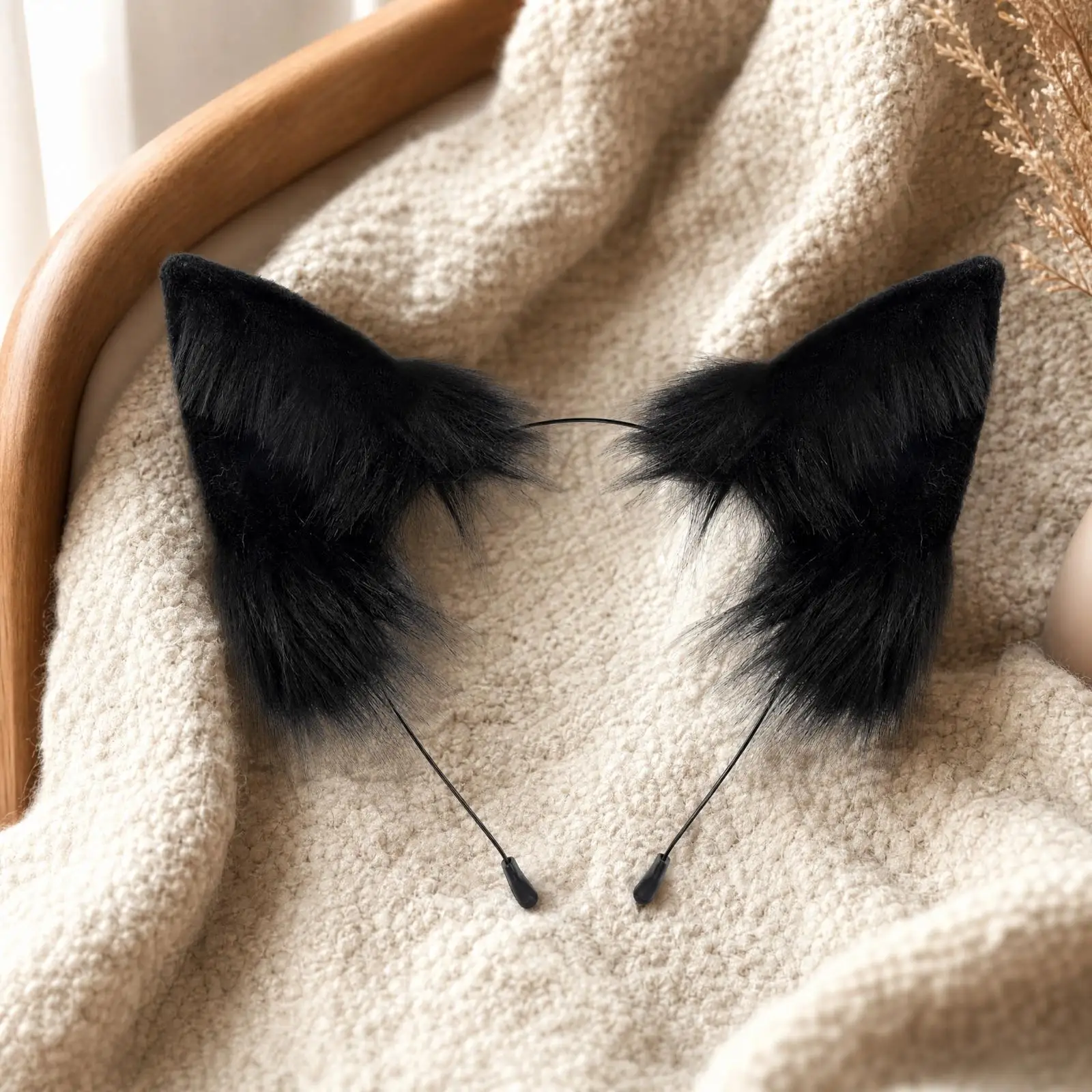 Faux-Fleece Headpiece Headband Soft Fuzzy Covering Animal Ears Headband Flexible Furry Ear Hairhoop for Cosplayers, Themed