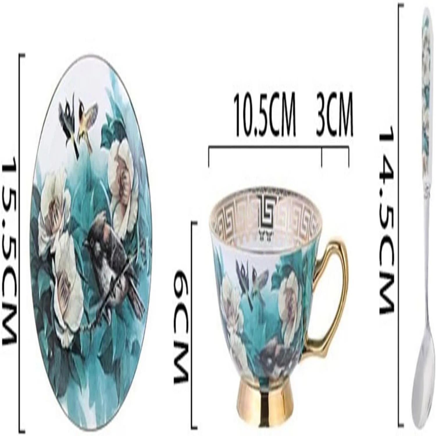 Home Use Beautiful Floral Design Elegant Coffee Mug Set Delicate Porcelain Tea Cup Luxurious Vintage Tea Party Accessories Styli