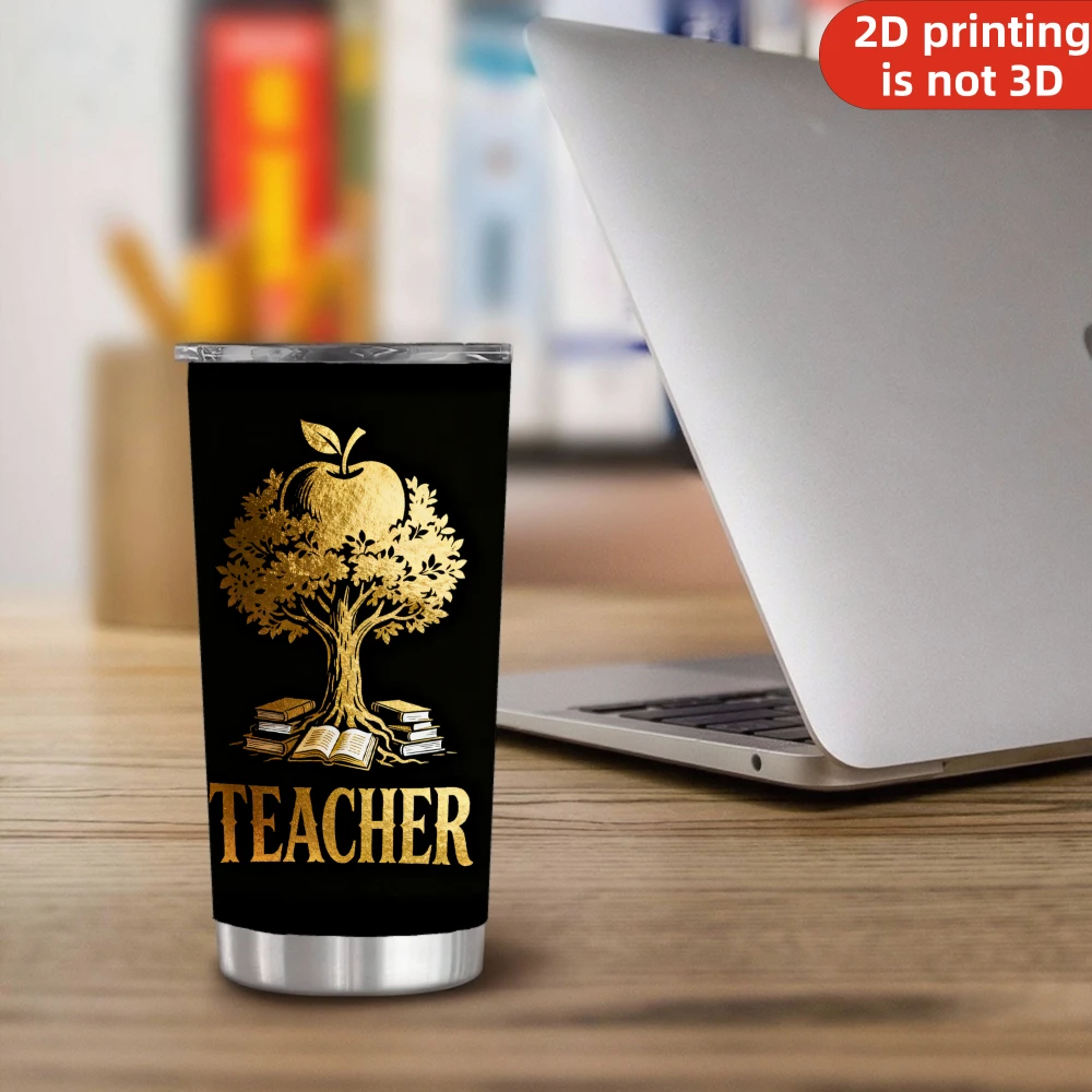 20oz Graphic Print Tapered Tumbler with Lid and Straw, Teacher Appreciation Thank You Gift Vacuum Insulated Double Wall Car Cup Holder Friendly Travel Mug